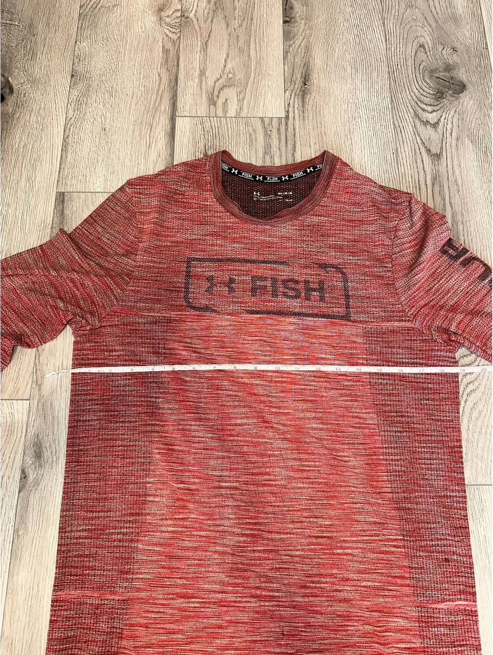 Under Armour Red Long Sleeve Fish Performance Shirt with Small Hole